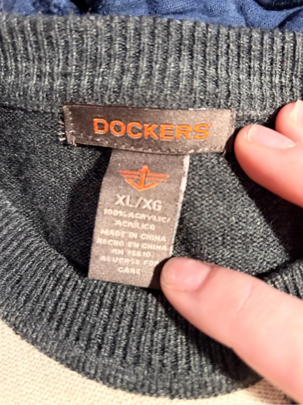 NWOT Dockers Gray & Cream Windowpane Crewneck Sweater- XL